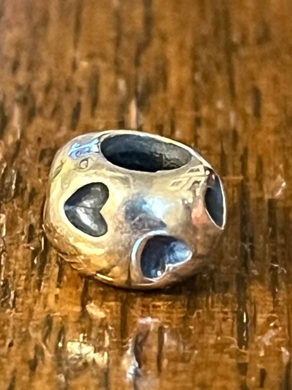 Trollbeads brand heart print small bead/charm